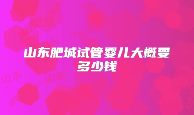 山东肥城试管婴儿大概要多少钱