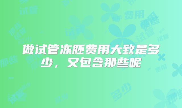 做试管冻胚费用大致是多少，又包含那些呢
