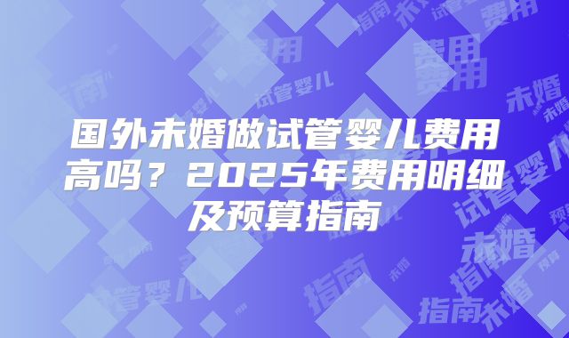 国外未婚做试管婴儿费用高吗?2025年费用明细及预算指南