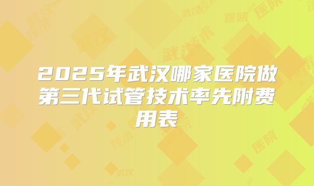 2025年武汉哪家医院做第三代试管技术率先附费用表