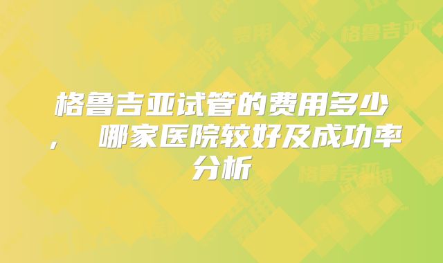 格鲁吉亚试管的费用多少, 哪家医院较好及成功率分析