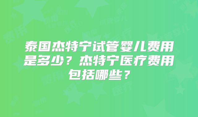 泰国杰特宁试管婴儿费用是多少?杰特宁医疗费用包括哪些?