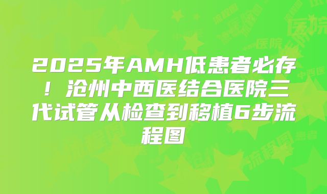 2025年AMH低患者必存！沧州中西医结合医院三代试管从检查到移植6步流程图