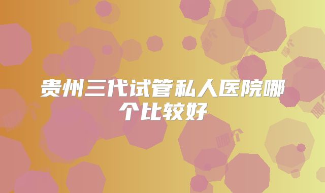 贵州三代试管私人医院哪个比较好