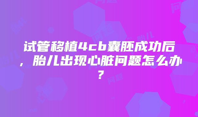 试管移植4cb囊胚成功后,胎儿出现心脏问题怎么办?