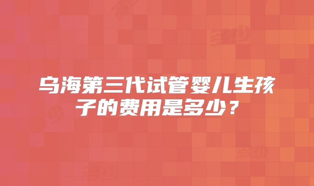 乌海第三代试管婴儿生孩子的费用是多少?