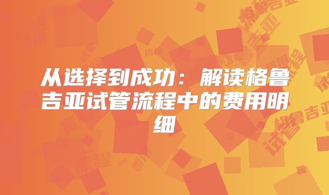 从选择到成功:解读格鲁吉亚试管流程中的费用明细