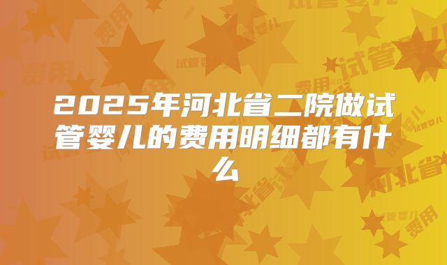 2025年河北省二院做试管婴儿的费用明细都有什么