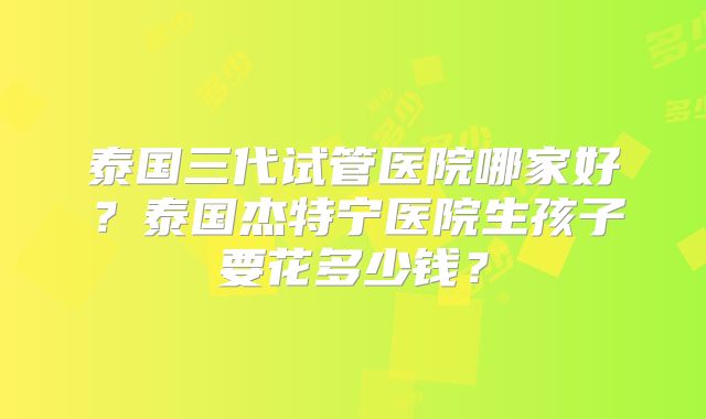 泰国三代试管医院哪家好?泰国杰特宁医院生孩子要花多少钱?