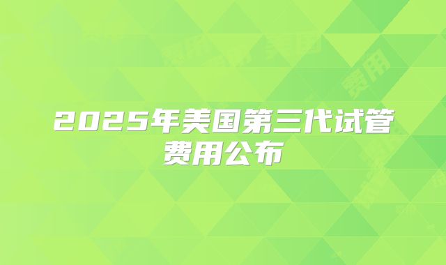 2025年美国第三代试管费用公布
