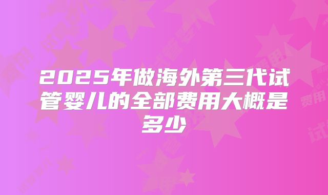 2025年做海外第三代试管婴儿的全部费用大概是多少