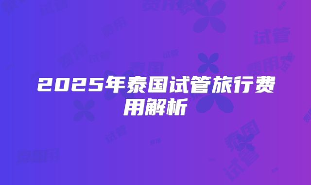2025年泰国试管旅行费用解析