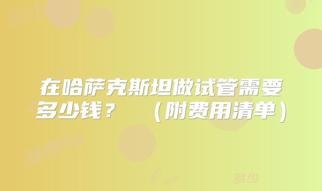 在哈萨克斯坦做试管需要多少钱? (附费用清单)