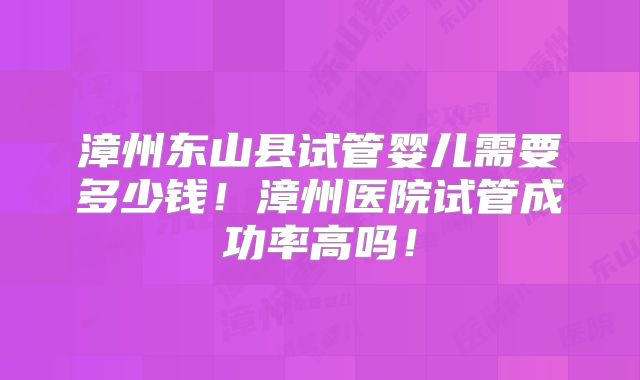 漳州东山县试管婴儿需要多少钱!漳州医院试管成功率高吗!