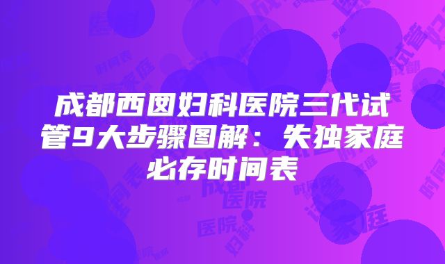 成都西囡妇科医院三代试管9大步骤图解:失独家庭必存时间表