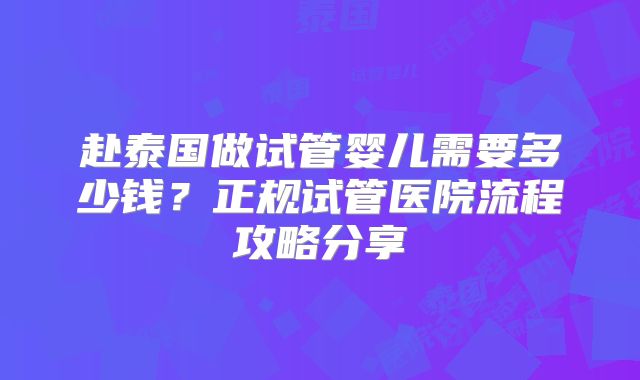 赴泰国做试管婴儿需要多少钱?正规试管医院流程攻略分享