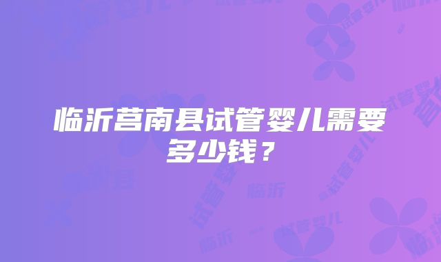 临沂莒南县试管婴儿需要多少钱?