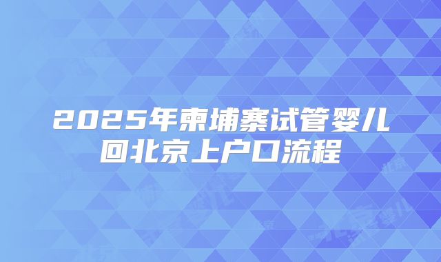 2025年柬埔寨试管婴儿回北京上户口流程