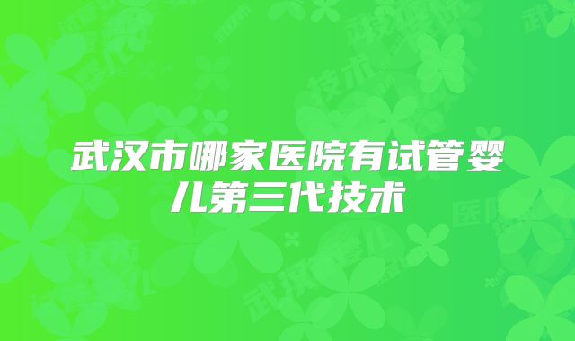 武汉市哪家医院有试管婴儿第三代技术