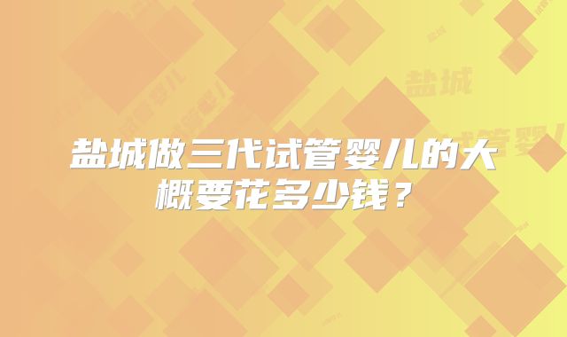 盐城做三代试管婴儿的大概要花多少钱?
