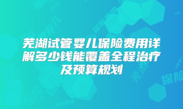 芜湖试管婴儿保险费用详解多少钱能覆盖全程治疗及预算规划