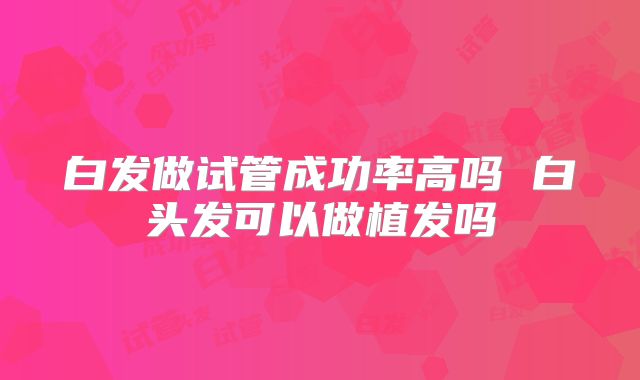 白发做试管成功率高吗 白头发可以做植发吗