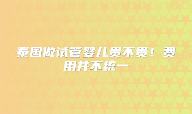 泰国做试管婴儿贵不贵!费用并不统一