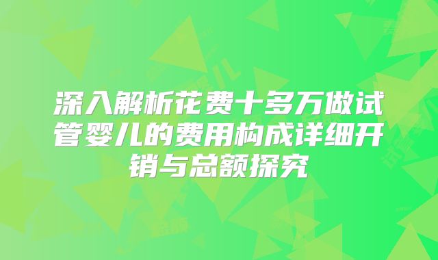 深入解析花费十多万做试管婴儿的费用构成详细开销与总额探究
