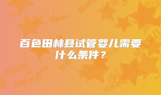 百色田林县试管婴儿需要什么条件?