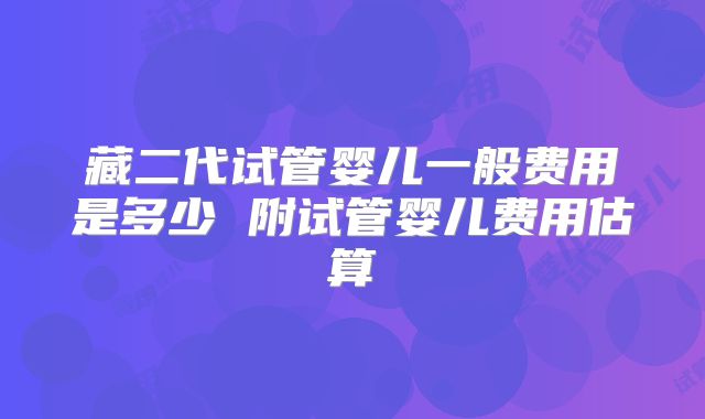 藏二代试管婴儿一般费用是多少 附试管婴儿费用估算