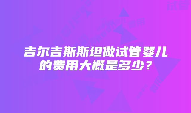 吉尔吉斯斯坦做试管婴儿的费用大概是多少？