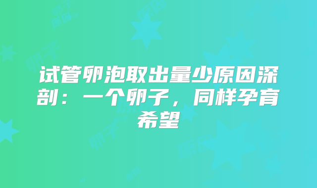 试管卵泡取出量少原因深剖:一个卵子,同样孕育希望