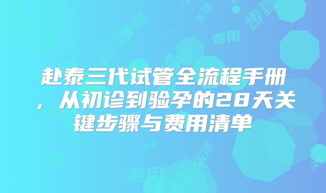 赴泰三代试管全流程手册，从初诊到验孕的28天关键步骤与费用清单
