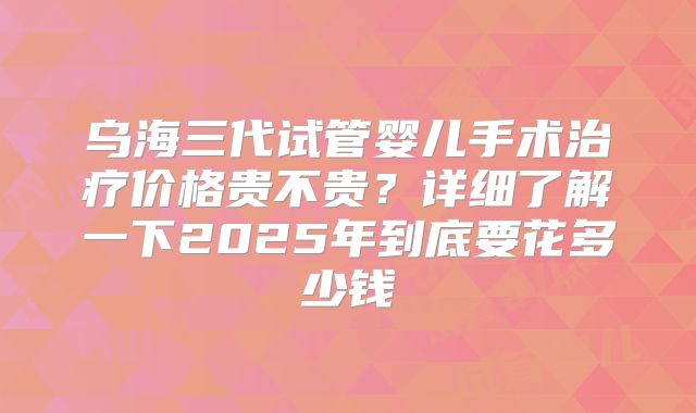 乌海三代试管婴儿手术治疗价格贵不贵？详细了解一下2025年到底要花多少钱