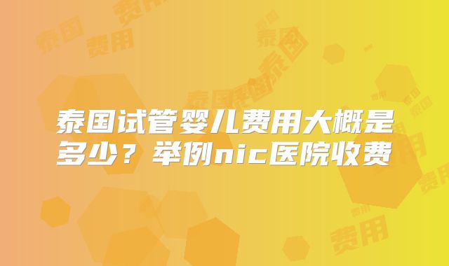 泰国试管婴儿费用大概是多少？举例nic医院收费