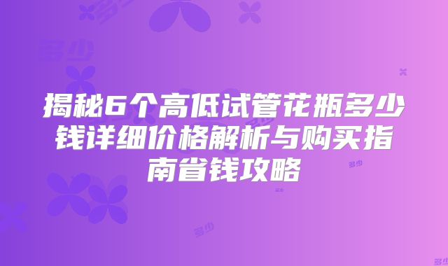 揭秘6个高低试管花瓶多少钱详细价格解析与购买指南省钱攻略
