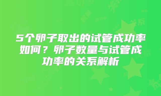 5个卵子取出的试管成功率如何?卵子数量与试管成功率的关系解析