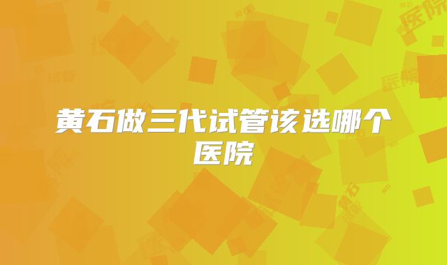 黄石做三代试管该选哪个医院