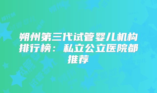 朔州第三代试管婴儿机构排行榜:私立公立医院都推荐