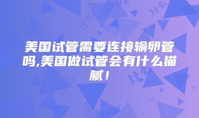 美国试管需要连接输卵管吗,美国做试管会有什么猫腻!