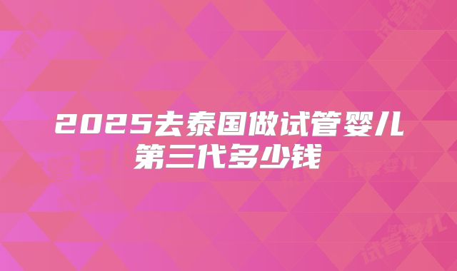 2025去泰国做试管婴儿第三代多少钱