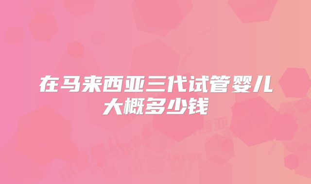 在马来西亚三代试管婴儿大概多少钱