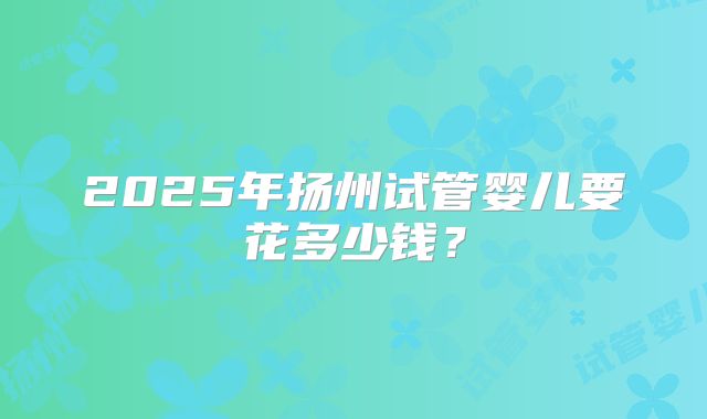 2025年扬州试管婴儿要花多少钱?