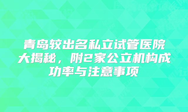 青岛较出名私立试管医院大揭秘，附2家公立机构成功率与注意事项