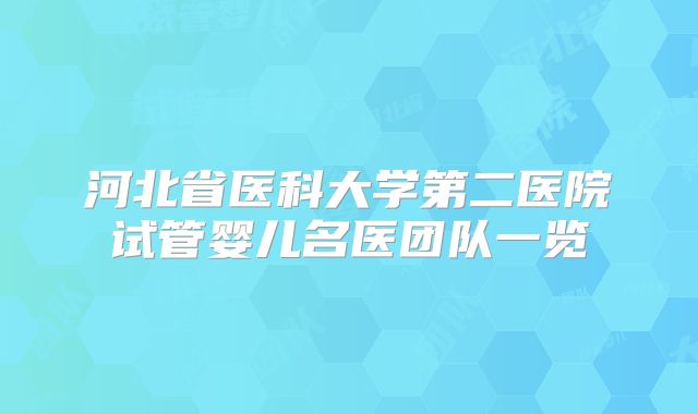 河北省医科大学第二医院试管婴儿名医团队一览