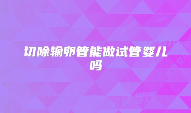 切除输卵管能做试管婴儿吗