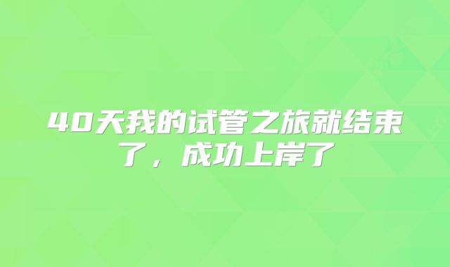 40天我的试管之旅就结束了,成功上岸了