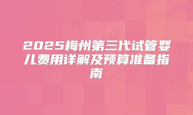 2025梅州第三代试管婴儿费用详解及预算准备指南