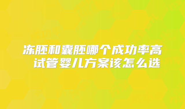 冻胚和囊胚哪个成功率高 试管婴儿方案该怎么选