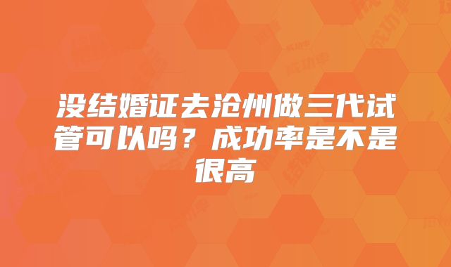 没结婚证去沧州做三代试管可以吗？成功率是不是很高